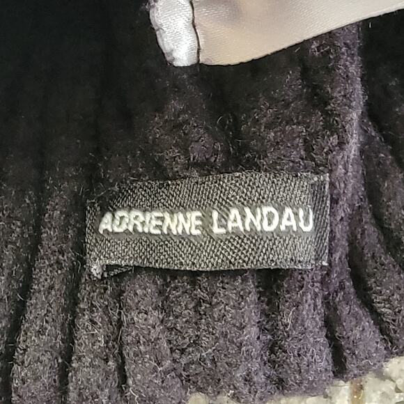 Adrienne Landau Black Beanie Hat Womens OS Sweater Knit Cap Winter Cold Weather‎ - Picture 5 of 6